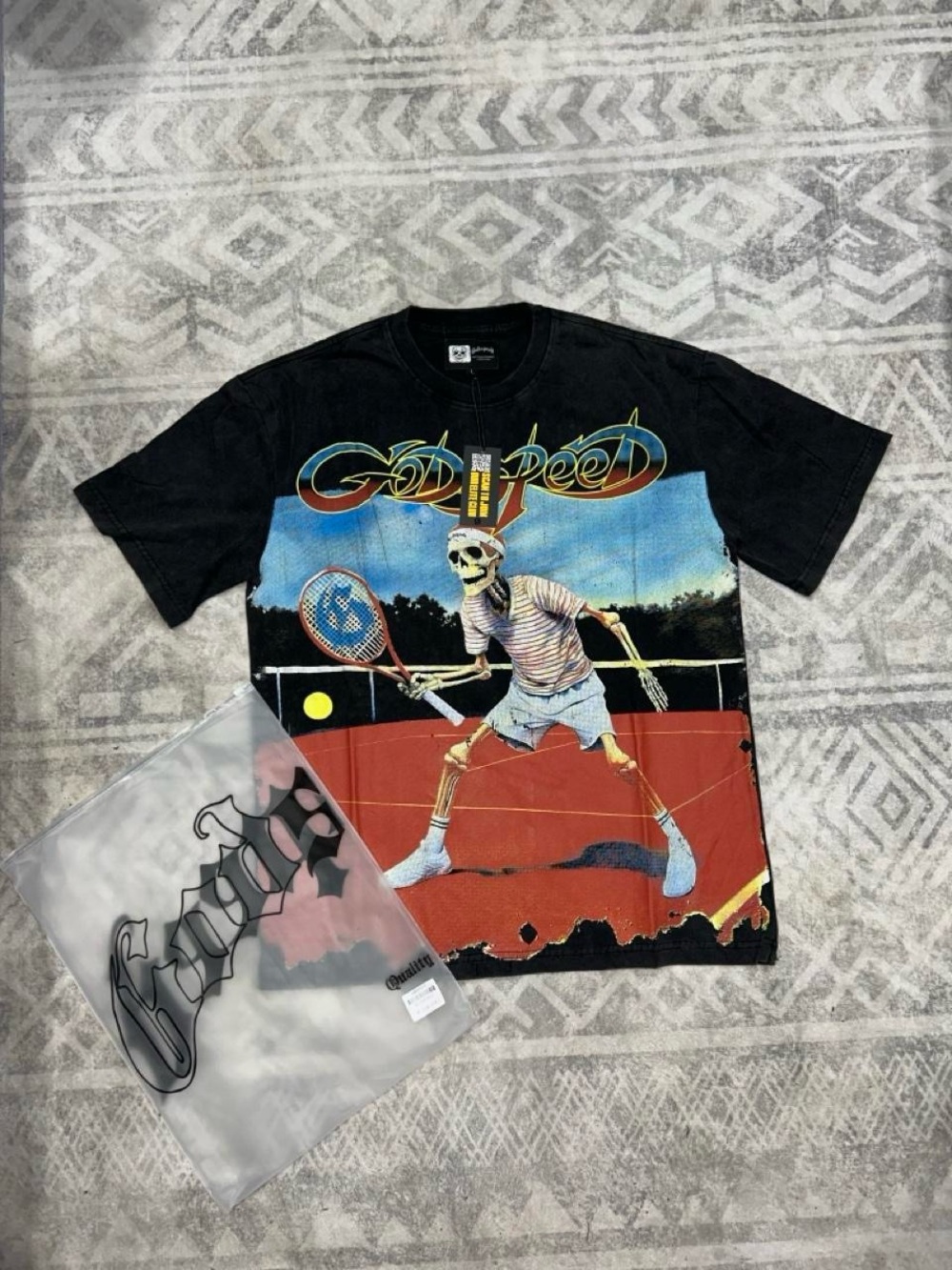 Godspeed Graphic Tennis Skeleton Tee - Black